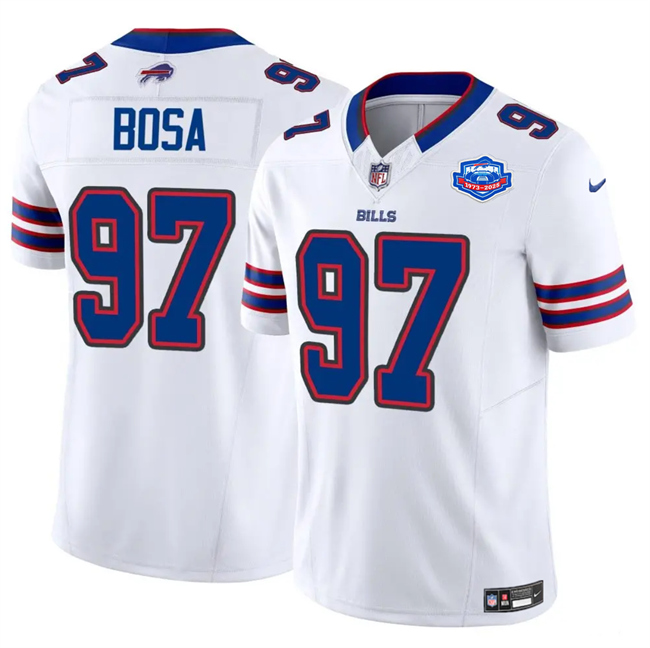 Men's Buffalo Bills #97 Joey Bosa White 2025 F.U.S.E. With Farewell Patch Vapor Untouchable Limited Stitched Football Jersey
