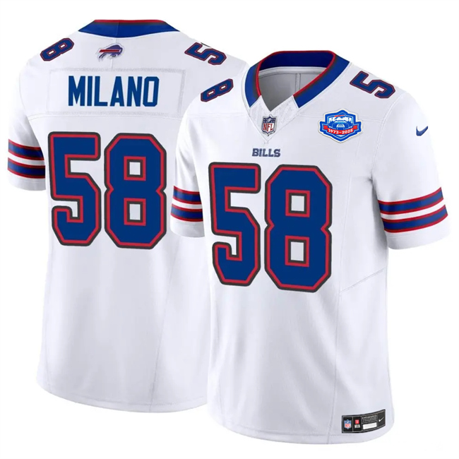 Men's Buffalo Bills #58 Matt Milano Matt Milano White 2025 F.U.S.E. With Farewell Patch Vapor Untouchable Limited Stitched Football Jersey