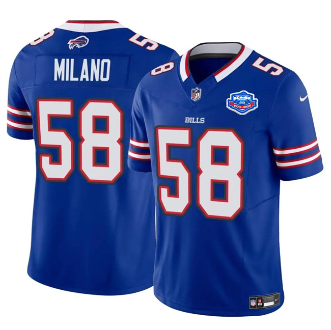 Men's Buffalo Bills #58 Matt Milano Blue 2025 F.U.S.E. With Farewell Patch Vapor Untouchable Limited Stitched Football Jersey