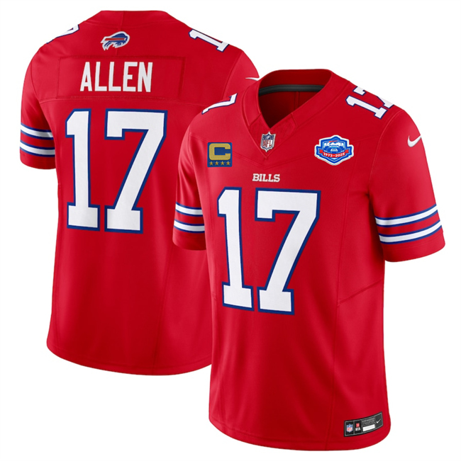 Men's Buffalo Bills #17 Josh Allen Red 2025 F.U.S.E. With Farewell Patch And 4-Star C Patch Vapor Untouchable Limited Stitched Football Jersey