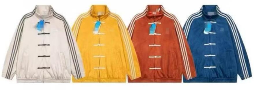 Jackets-white, light yellow, purple, red, green, light blue, gray