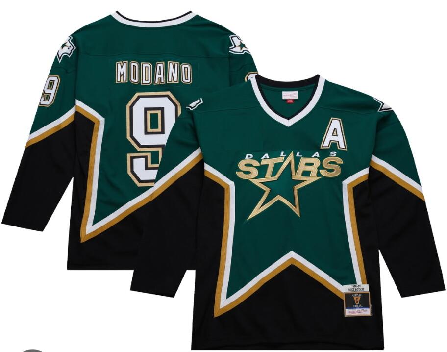 Men's Dallas Stars #9 Mike Modano Green Throwback Hockey Jersey