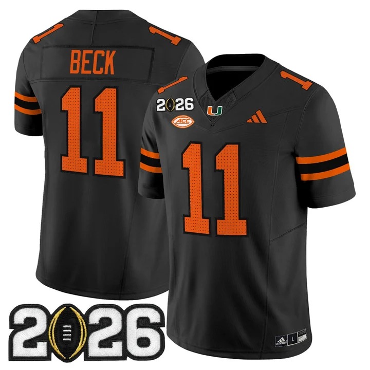 Men's Miami Hurricanes #11 Carson Beck Black 2026 CFP Final Patch F.U.S.E. Vapor Limited Stitched Jersey