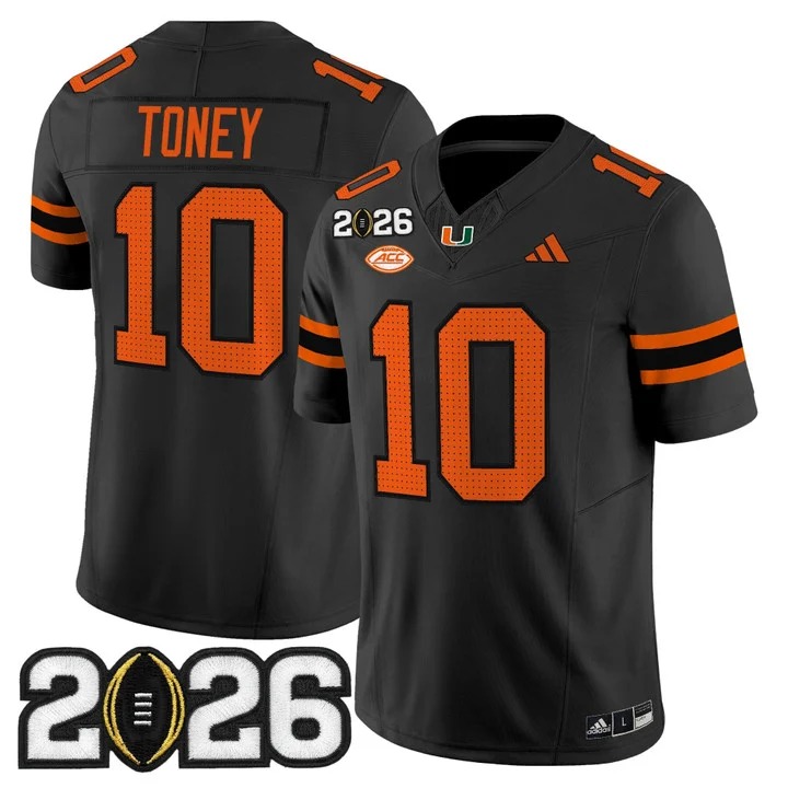 Men's Miami Hurricanes #10 Malachi Toney Black 2026 CFP Final Patch F.U.S.E. Vapor Limited Stitched Jersey