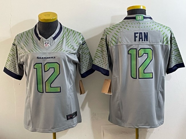 Youth Seattle Seahawks #12 Fan Grey Rivalries 2025 F.U.S.E. Vapor Limited Football Stitched Jersey