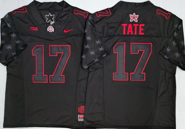 Men's Ohio State Buckeyes #17 Carnell Tate Black 'Stranger Things Edition' F.U.S.E. Vapor Limited Stitched Football Jersey