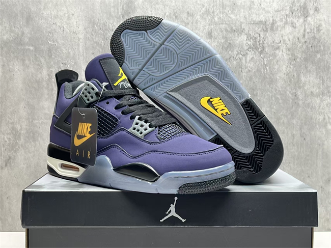 Women's Running weapon Jordan 4 Purple Black Shoes 056