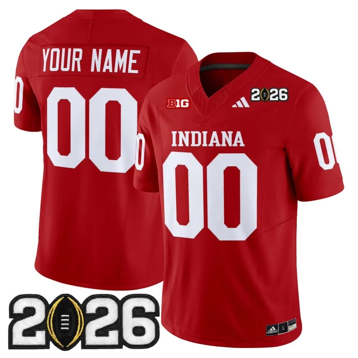 Men's Indiana Hoosiers Custom Crimson 2026 CFP Final Patch F.U.S.E. Vapor Limited V2 Stitched Jersey