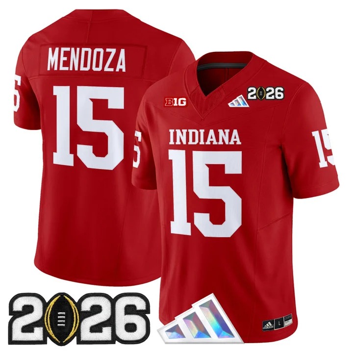 Men's Indiana Hoosiers #15 Fernando Mendoza Crimson 2026 CFP Final Patch F.U.S.E. Vapor Limited V3 Stitched Jersey