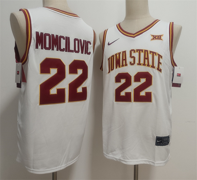 Men's Iowa State Cyclones #22 Milan Momcilovic White 2026 Stitched Basketball Jersey