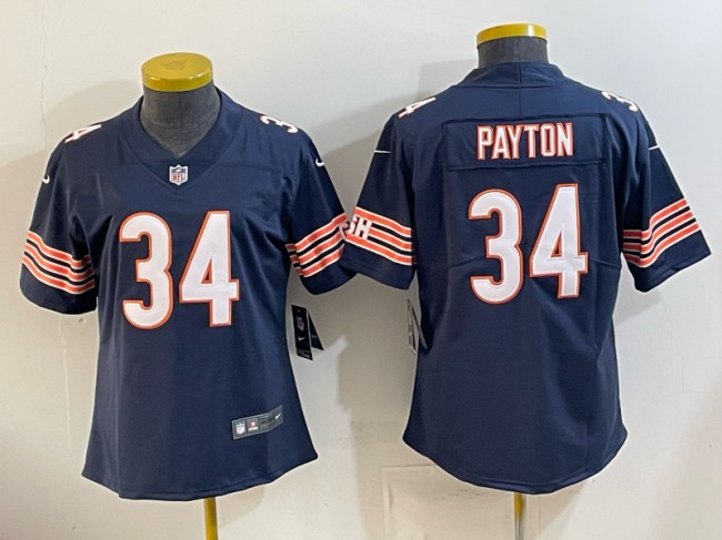 Women's Chicago Bears #34 Walter Payton Navy Vapor Limited Stitched Jersey(Run Small)