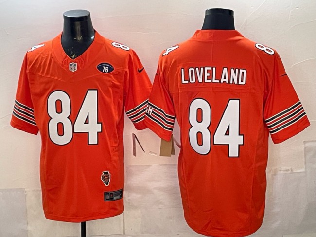 Men's Chicago Bears #84 Colston Loveland Orange F.U.S.E. Illinois & 76 Patch Vapor Limited Stitched Jersey