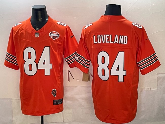 Men's Chicago Bears #84 Colston Loveland Orange F.U.S.E. 2025 NFC North Champions & Illinois Patch Vapor Limited Stitched Jersey
