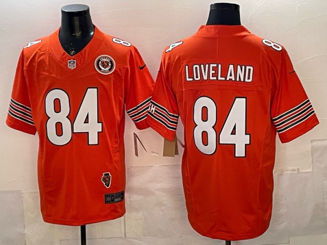 Men's Chicago Bears #84 Colston Loveland Orange F.U.S.E. Team Patch Vapor Limited Stitched Jersey