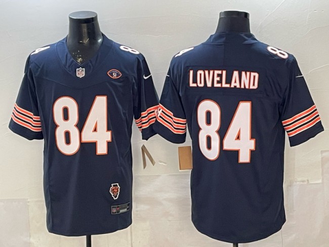 Men's Chicago Bears #84 Colston Loveland Navy F.U.S.E. Illinois & 51 Patch Vapor Limited Stitched Jersey
