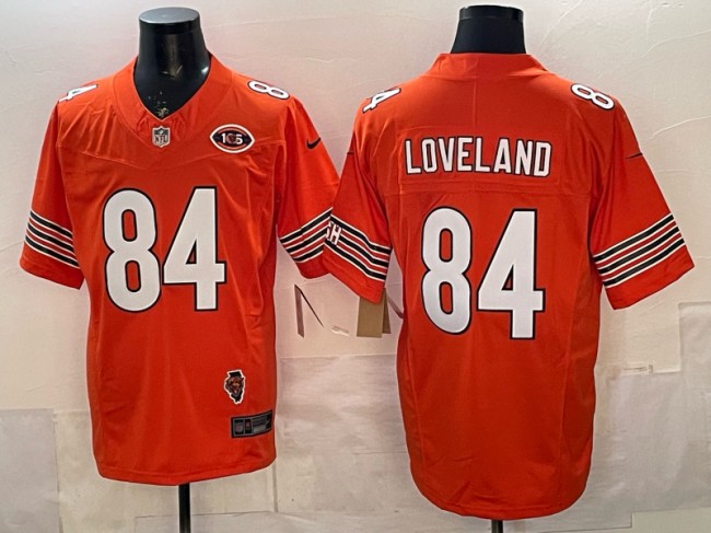 Men's Chicago Bears #84 Colston Loveland Orange F.U.S.E. Illinois & 105th Patch Vapor Limited Stitched Jersey