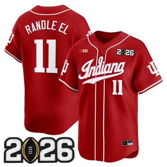 Men's Indiana Hoosiers Baseball #11 Antwaan Randle El Crimson 2026 CFP Final Patch Limited Stitched Jersey