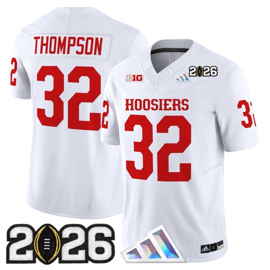 Men's Indiana Hoosiers #32 Anthony Thompson White 2026 CFP Final Patch F.U.S.E. Vapor Limited V4 Stitched Jersey