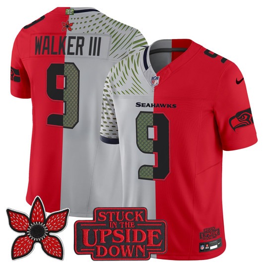Men's Seattle Seahawks #9 Kenneth Walker III Red Rivalries 'Upside Down Edition' F.U.S.E. Vapor Limited Stitched Jersey