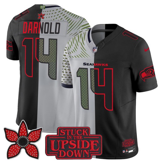 Men's Seattle Seahawks #14 Sam Darnold Black Rivalries 'Upside Down Edition' F.U.S.E. Vapor Limited Stitched Jersey