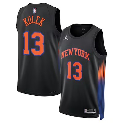 Men's New York Knicks #13 Tyler Kolek Black Statement Edition Stitched Basketball Jersey