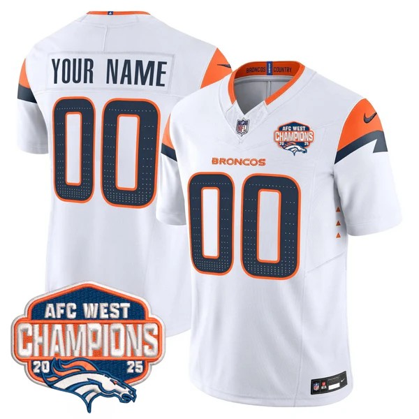 Denver Broncos Custom White F.U.S.E. 2025 AFC West Division Champions Vapor Limited Stitched Jersey
