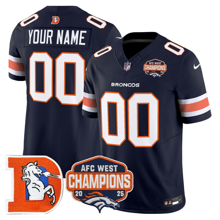 Denver Broncos Custom Navy F.U.S.E. Throwback 2025 AFC West Champions Vapor Limited Stitched Jersey
