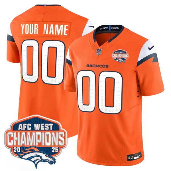 Denver Broncos Custom Orange F.U.S.E. 2025 AFC West Division Champions Vapor Limited Stitched Jersey
