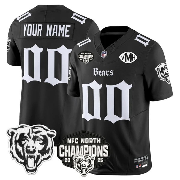 Chicago Bears Custom Black F.U.S.E. 'Gothic Midway Legacy' 2025 NFC North Division Champions Vapor Limited Stitched Jersey