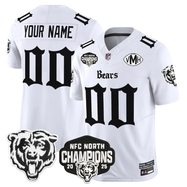 Chicago Bears Custom White F.U.S.E. 'Gothic Midway Legacy' 2025 NFC North Division Champions Vapor Limited Stitched Jersey