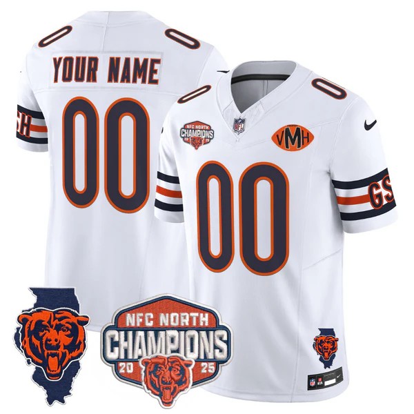 Chicago Bears Custom White F.U.S.E. 2025 NFC North Division Champions Vapor Limited Stitched Jersey