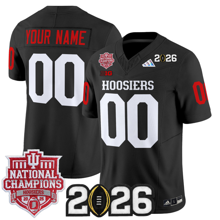 Men & Women & Youth Indiana Hoosiers Custom Black 2025 National Champions & 2026 CFP Final Patch F.U.S.E. Vapor Limited Stitched Jersey