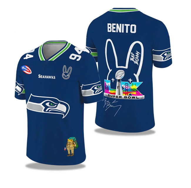 Men's Seattle Seahawks 2025-2026 Super Bowl LX 60 Print Jersey