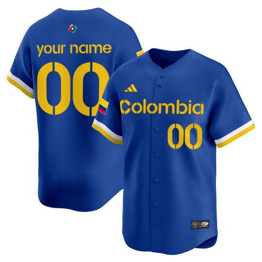 Men's Team Colombia Custom Blue 2026 World Baseball Classic Vapor Limited Stitched Jersey