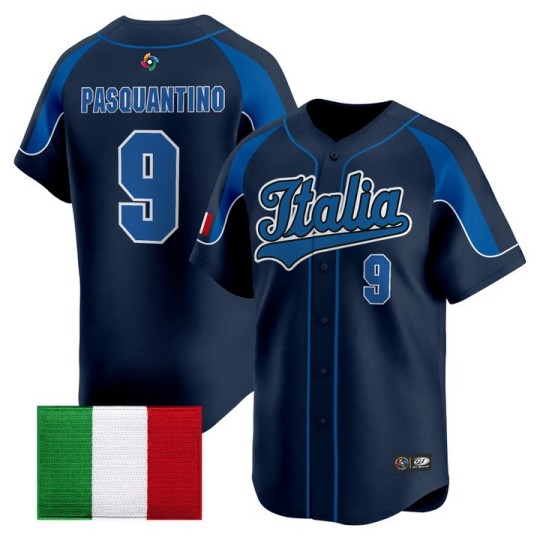 Men's Team Italy #9 Navy 2026 World Baseball Classic Vapor Limited Stitched Jersey