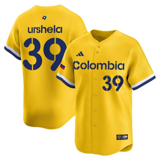 Men's Team Colombia #39 Gio Urshela Yellow 2026 World Baseball Classic Vapor Limited Stitched Jersey