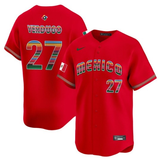 Men's Team Mexico World Baseball Classic #27 Alex Verdugo Red 'Serape Edition' Limited 2026 Roster Stitched Jersey