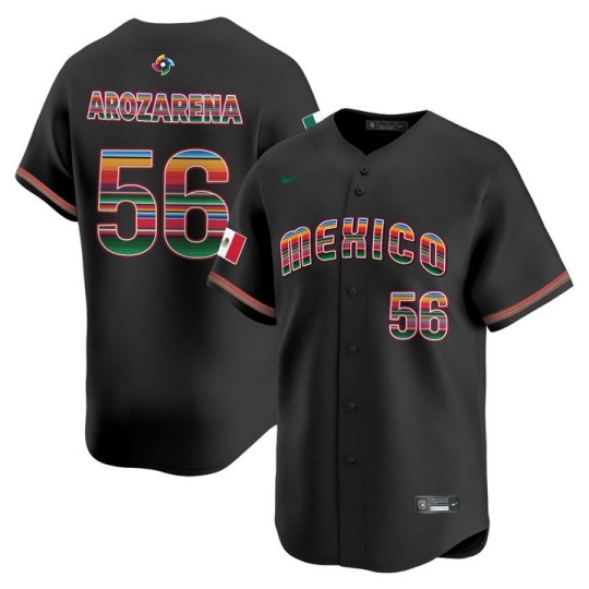 Men's Team Mexico World Baseball Classic #56 Randy Arozarena Black 'Serape Edition' Limited 2026 Roster Stitched Jersey
