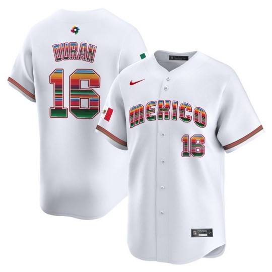 Men's Team Mexico World Baseball Classic #16 Jarren Duran White 'Serape Edition' Limited 2026 Roster Stitched Jersey
