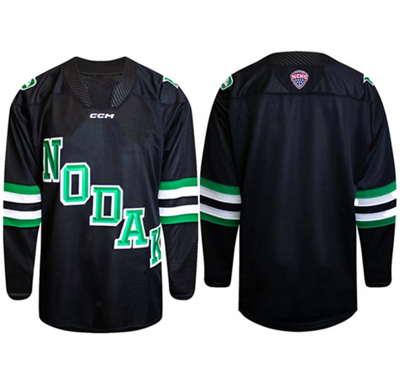 Men's CCM Black NODAK Stitched Hockey Jersey