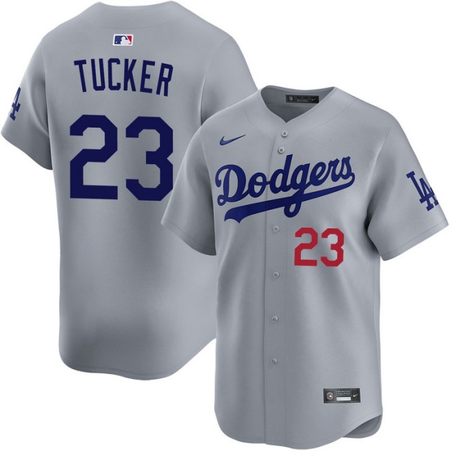 Men's Los Angeles Dodgers #23 Kyle Tucker Grey Limited Stitched Baseball Jersey