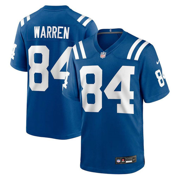 Men's Indianapolis Colts #84 Tyler Warren Blue 2025 Draft Stitched Game Jersey