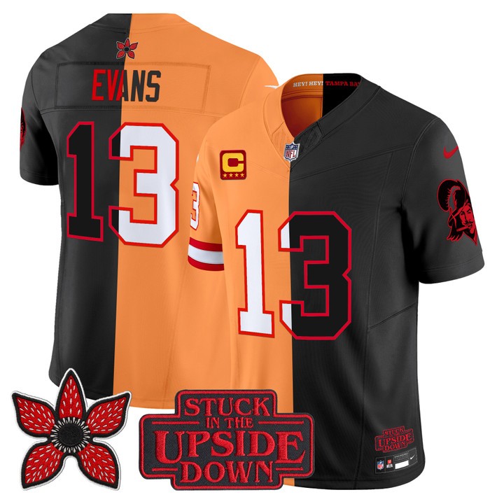 Men's Tampa Bay Buccaneers #13 Mike Evans Creamsicle Black 'Upside Down Edition' F.U.S.E. Vapor Limited Stitched Jersey
