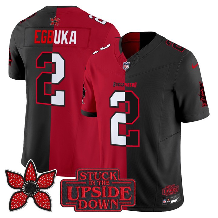 Men's Tampa Bay Buccaneers #2 Emeka Egbuka Red Black 'Upside Down Edition' F.U.S.E. Vapor Limited Stitched Jersey