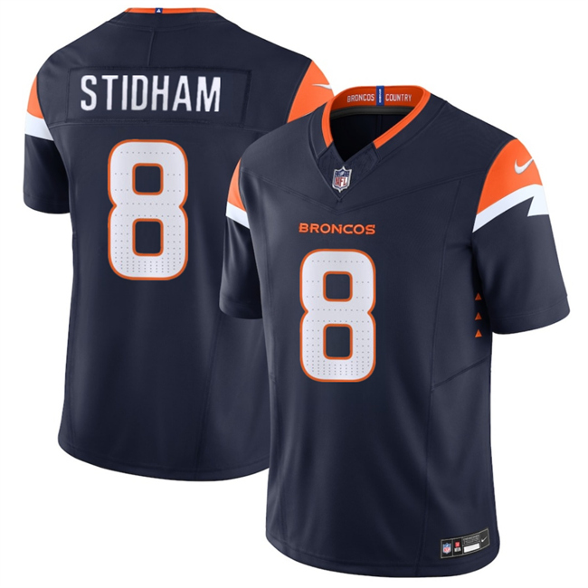 Men's Denver Broncos #8 Jarrett Stidham Navy F.U.S.E. Vapor Limited Stitched Football Jersey