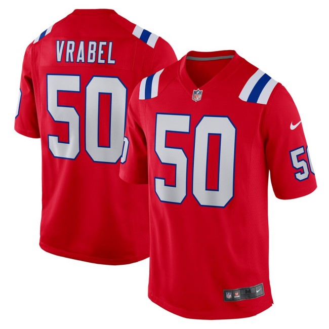 Men's New England Patriots #50 Mike Vrabel Red Alternate Game Retired Player Jersey