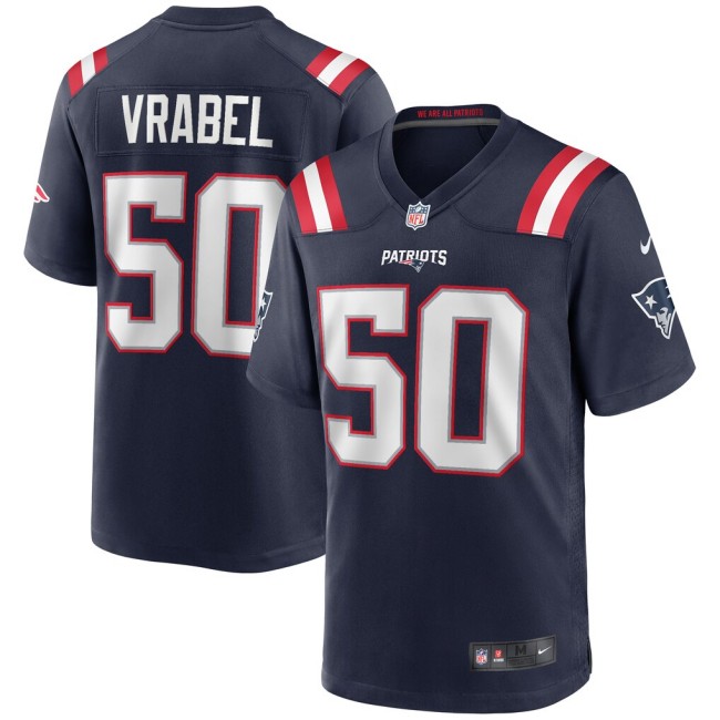 Men's New England Patriots #50 Mike Vrabel Navy Game Retired Player Jersey