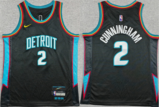 Youth Detroit Pistons #2 Cade Cunningham Black 2025-26 City Edition Stitched Basketball Jersey