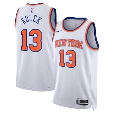 Men's New York Knicks #13 Tyler Kolek White Association Edition Stitched Jersey