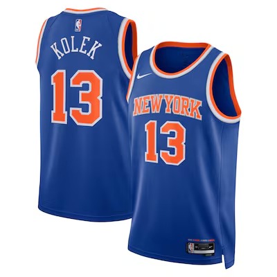 Men's New York Knicks #13 Tyler Kolek Blue Icon Edition Stitched Jersey